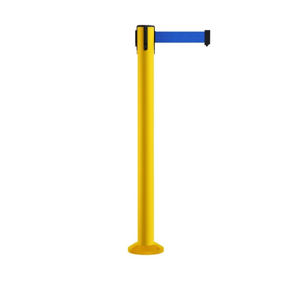 Montour Line Stanchion Belt Barrier Fixed Base Yellow Post 16ft.Blue Belt MSX650F-YW-BL-160